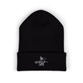 No Self Life Embroidered Cuffed Beanie — Minimal Black Knit Hat