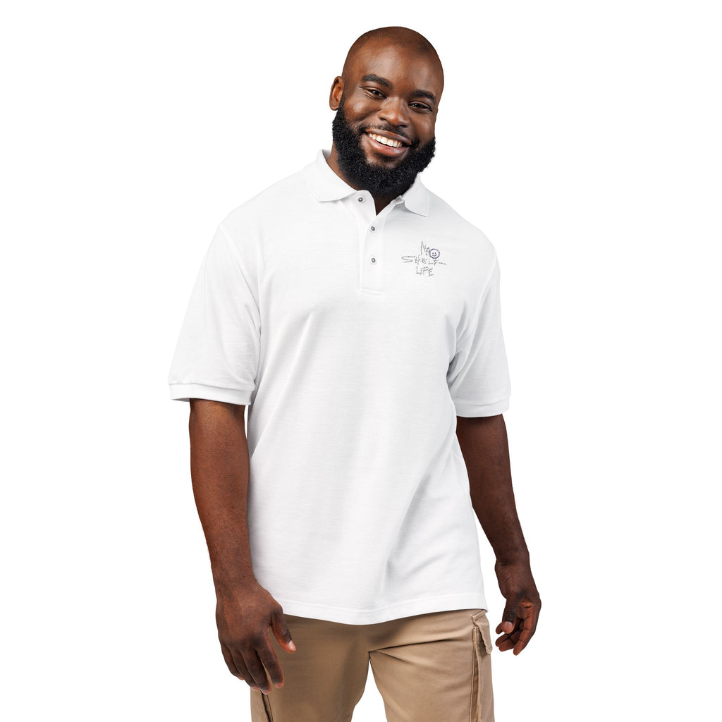 Embroidered 'Spark Life' Polo Shirt — Casual Black Logo Polo